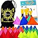 Produktbild 5x Tri-It Jonglierbälle 5er set, Flames N Games ® Pyramid Säcke, Sitzsäcke für Kinder & Erwachsene mit Kid-Jo DVD Jonglieren lernen (auf Deutsch) + Stoff Reisetasche! (Schwarz/Mischung)