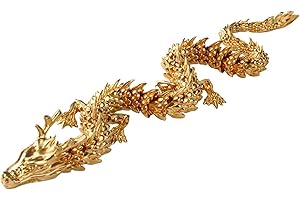Altsuceser Estatua y esculturas de dragón feng Shui de oro chino con articulaciones móviles, dragón del zodiaco chino figuras coleccionables adorno de decoración de mesa, regalos de buena suerte