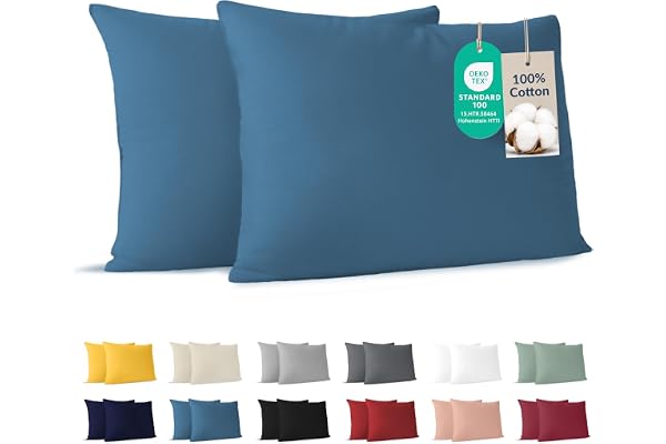 Dreamzie Bomull Örngott 50x80 cm Blå (Set om 2), OEKO-TEX | Oeko-Tex certifierad · dragkedja utan dragkedja · Jersey, andning
