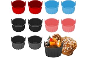RoseFlower Moule Silicone Air Fryer, 10 pièces Plat Silicone Air Fryer, cuiseur à œufs au micro-ondes, Réutilisable Moules de cuisson en silicone pour muffins, cupcakes, pudding, œufs au plat