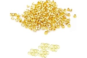 TRIMMING SHOP 100 x 3mm Gold Eyelets for Clothing and Leather Crafts - Grommets for Adding Ribbons, Lacing and Fabric in Art and Sewing Projects - Ideal for Bags, Scrapbooking, and Clothes Repair