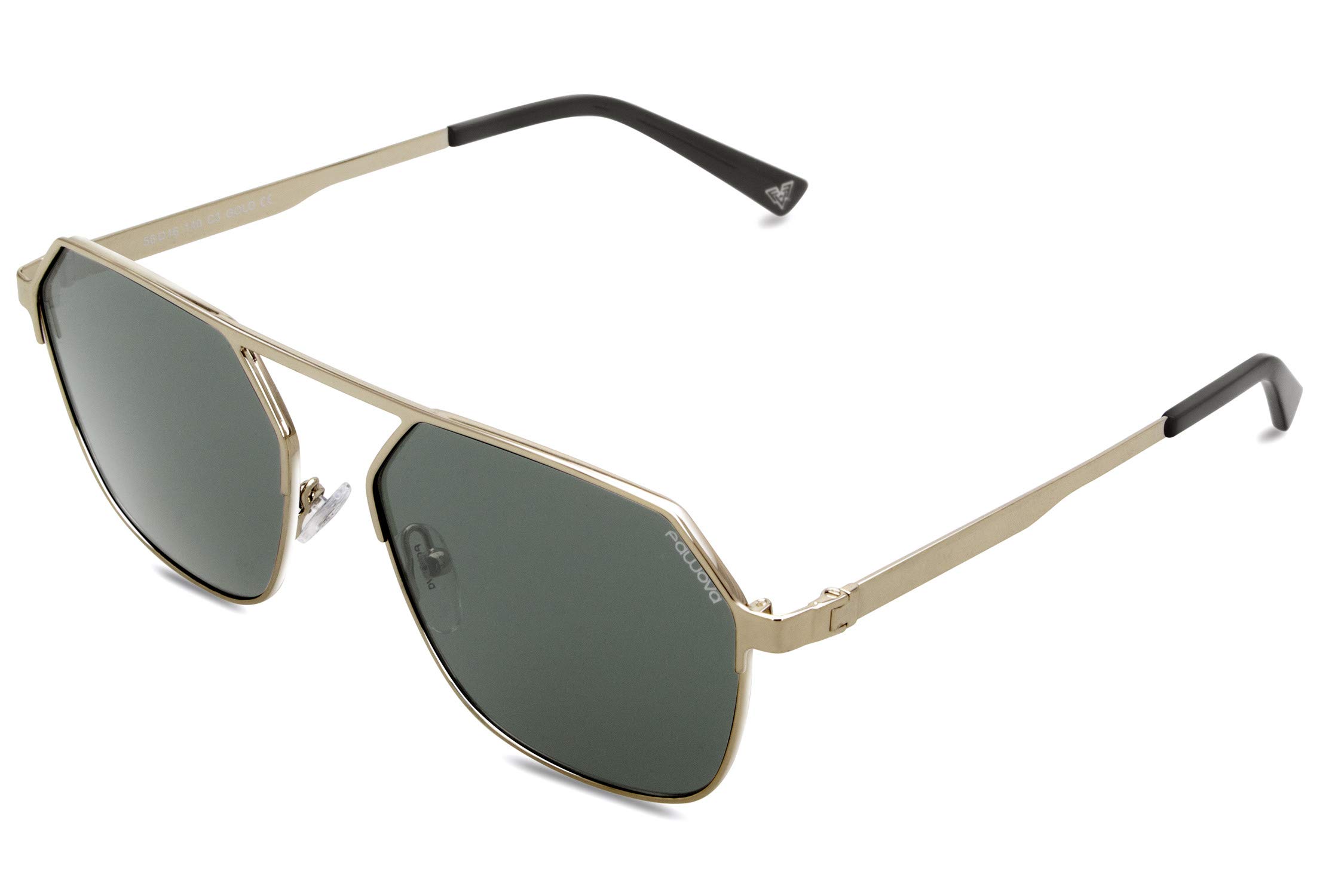 fawova-Gafas-de-Sol-Hexagonales-Hombre-Polarizadas-Gafas-sol-Rondas-doradas-UV400-antideslumbranteCat3-56mm-Oro-Verde-Gris