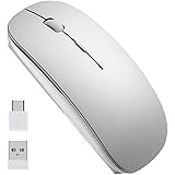 EasyULT Mouse Wireless 2.4G Ricaricabile, Mouse Senza Fili Silenzioso ed Ultrasottile con Nano Ricevitore, 1600DPI Mouse USB 