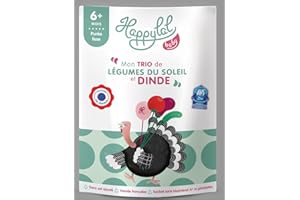 Happylal Baby Repas Halal Bébé 6 mois | Trio de Légumes du Soleil et Dinde | Petits pots Certifiés Halal | Diversification alimentaire bébé | Fabriqué en France | Lot 10 x 150g