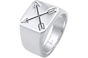 Kuzzoi Anillo para hombre de plata de ley 925 maciza de 14 mm de ancho, diseño de flechas oxidadas negras con grabado, talla 60-66, 0601990719
