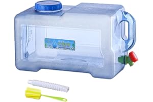 RUYI Bidon d'eau avec robinet et couvercle à visser, sans BPA, réservoir d'eau potable, portable avec poignée, pour caravane, pique-nique, randonnée, bleu transparent