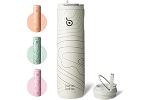 BOTTLEBOTTLE BOTTLE BOTTLE Bouteille d'eau isotherme de 710 ml avec couvercle à paille et poignée, en acier inoxydable à double paroi sous vide, anti-fuite, sans BPA, pour sport, voyage, salle de sport, gris foncé