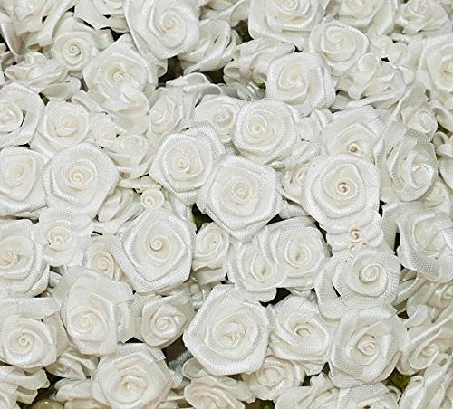 12 Bund = 144 St. Diorröschen Satinröschen Rosen hellcreme - 2