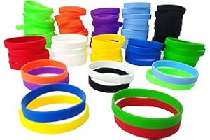 LVNRIDS Braccialetti in silicone vuoti 100 pezzi, braccialetti elastici in gomma per feste sportive Braccialetto L