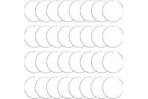 Duufin 40 Pieces Acrylic Keychain Blanks Transparent Acrylic Circles Disc Ornaments Blanks with Hole for DIY Keychain and Craft Project