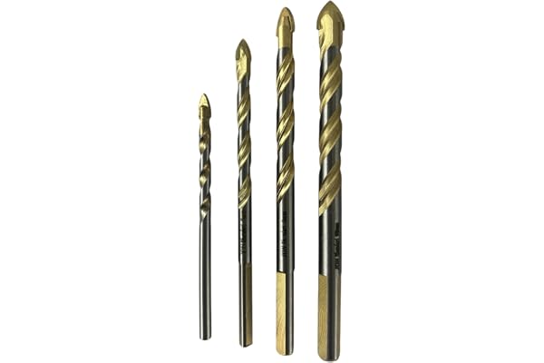 Jon Bhandari Tools 5mm, 6mm, 8mm, 10mm Ceramic Drill Bit Set Tungsten Carbide for Tile, Glass, Concrete, Brick, Wood & Plastic