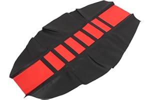Motoforti Universal Motorcycle Dirt Bike Faux Leather Seat Cover Red Black