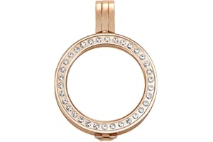 Quiges Colgante Moneda Mujer 25mm Acero Inoxidable con Circonita