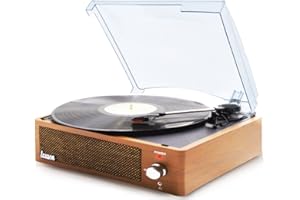 Tocadisco XN092 Lauson Función Grabación Encoding PC-Link | Tocadiscos de Vinilo Vintage con Bluetooth y Altavoces Incorporados | Reproductor de Vinilo 3 Velocidades 33, 45, 78 | (Roble)