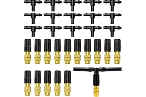 VooGenzek 15 Piezas Pulverizador de Nebulización de Latón Ajustable, Aspersores Atomizadores, Boquilla Atomizadora de Cobre, con T conector, para Riego de Jardín Riego de Plántulas de Invernadero