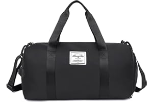 HIUAUIH Bolsa de Deporte con Compartimento Zapatos y Bolsillo Húmedo, Plegable Bolsos de Viaje para Deportes, Fitness, Entrenamiento, Viajes, Fines de Semana y Vacaciones (Negro)