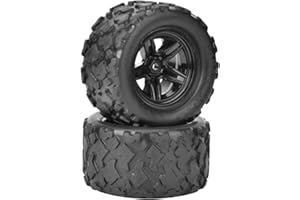 VGEBY RC Tires, Roues RC Wheels, Lot de 2 pneus de Voiture RC, Roue et Pneu de Voiture RC 1/10 RC Truck Buggy Crawler Pneus de Remplacement pour HS 18301 18302 18311 18312 1/18 RC Car