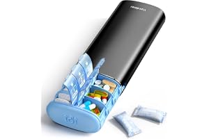 VAYDEER AM/PM Pill Organiser – 14-Komponents Veckovis Metall Pillerbox, Fuktbeständig Resepillcase för Vitaminer, Tabletter &