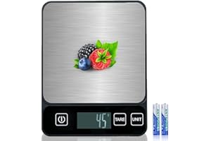 GIBOHOM Küchenwaage Digital, 10 KG Hochpräzise 1 g/0.1 oz Elektronische Kitchen Scale Edelstahl mit LCD Display & Tara-Funktion, Waage Küchenwaage Professionell 6 Maßeinheiten, 2 Batterien Inklusive