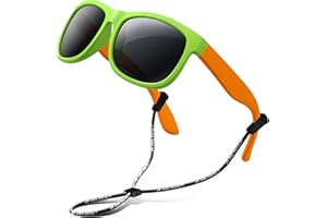 RIVBOS Gummi Sonnenbrille kinder Polarisierter UV400 Schutz Flexiblem Brille mit Riemen Jungen Mädchen Baby und Kinder Alter 3-10 RBK023
