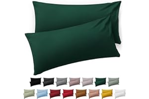 Blumtal Kissenbezug 40x60 cm - 2er Set Kissenbezüge, Dunkelgrün, Kopfkissenbezug aus weichem Mikrofaser - waschbare Kissenhülle, Oeko-TEX Zertifiziert - für Kissen 40x60 cm