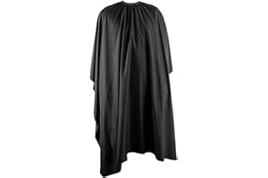 ECENCE Friseurumhang mit professionellem Hakenverschluss - Haarschneideumhang Schwarz 150x120cm, wasserabweisend, Barber Cape für Friseursalon