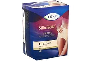 TENA Silhouette Plus cintura alta - ropa interior absorbente desechable para incontinencia femenina - posparto - para fugas de vejiga moderadas a pesadas - crema - talla L - 1 paquete de 8 piezas