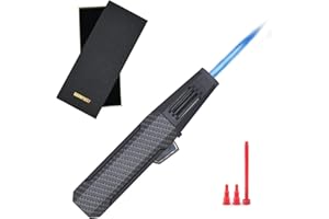 DOUBFIVSY Cannello da Cucina, Bruciatore a Gas Ricaricabile con Blocco di Sicurezza e Fiamma Regolabile per Bricolage, per Bricolage, Creme Brulee, Saldatura e Campeggio, Butano Non Incluso(Nero)