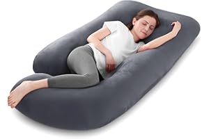 Mozvvco Almohada de Embarazo, Almohada de Cuerpo Completo en Forma de J, Almohada Embarazada Grande, Almohada de Maternidad con Funda de Terciopelo Extraíble y Lavable (Morado Oscuro)
