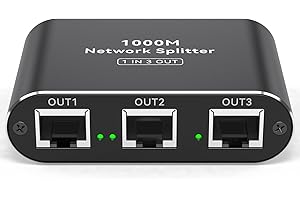 VPFET Switch Lan da 1 a 3 1000Mbps Splitter cavo ethernet Splitter di rete a 3 porte Switch Gigabit con cavo di alimentazione Type C Splitter Ethernet per Cat5 5e 6 7 8