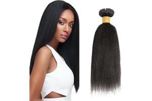Zeslaerr Unprocessed Human Hair Bundles Cabello Peluca Yaki Straight Human Hair Extension No Tangle No Smell Brazilian Remy Hair 1B Natural Black Color 18 Pulgada