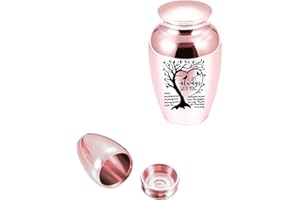 LIKEUDO 1pcs 6.5cm Small Urns Mini Cremation Human Ashes Holder Aluminum Alloy Memorial Keepsake Ash Funeral Urn for Pet Small Ashes Urns for dog pet(Rose Gold)