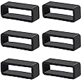 6Pcs Watch Band Fastener Rings, 16/20/22/24mm Silicone Watch Strap Holder Loop Watch Strap Retainer Black Rubber Watch Strap Keeper Replacement Watch Band Accessories for Smart Sport Watches Parts