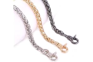 Swpeet Set di 3 cinturini a catena torsionali di ricambio di lusso con fibbie, perfetti per borse a tracolla in metallo fai da te, 119 cm, colore oro + argento + nero canna di fucile