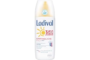 Ladival Spray protector solar para pieles sensibles y protección solar SPF 50+, sin perfume, sin colorantes ni conservantes, resistente al agua, 150 ml