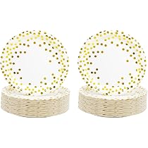Weiße & Goldene Pappteller Set – 100 Stück (50x 9" & 50x 7"), Mit Tupfen-Design Für Partys