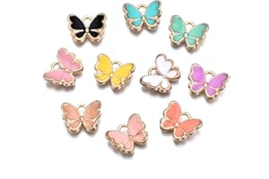 KitBeads 100pcs Random Butterfly Charms Alloy Tiny Insect Charms Kawaii Enamel Butterfly Charms for Jewellery Making Bracelets Bulk