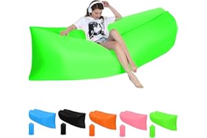 FKGOODAM Inflatable Lounger Air Sofa for Beach Strongly Supported Inflatable Sofa with Lazy Blow Up Sofa Bag Waterproof Leak Proof Inflatable Chair for Camping Beach Swim (Green)