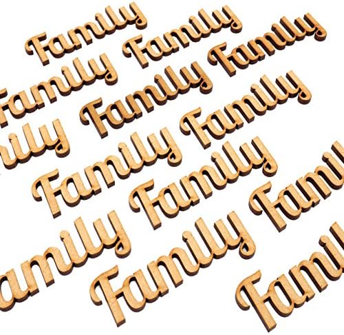 Wooden MDF Family Word Script Blank Text for Family Tree Craft - Available in Different Quantities and Sizes (10, 70 x 30 mm)