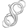 Lobster Clasp Double Opening Silver Lobster Clasp with Jump Rings Sterling Silver Necklace Clasp Connector Bracelet Clasp for DIY Jewelry Repair Kit 0.55 x 0.24 Inch