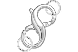 ALEXCRAFT Lobster Clasp Double Opening Silver Lobster Clasp with Jump Rings Sterling Silver Necklace Clasp Connector Bracelet Clasp for DIY Jewelry Repair Kit 0.55 x 0.24 Inch