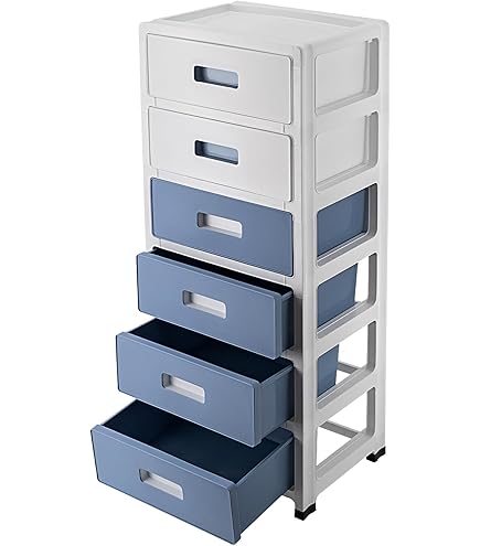 Tour De Rangement Plastique COSTWAY 6 Tiroirs - Roulant, Blanc, Plateau + Tiroirs A4 - Parfait Bureau, Salle De Bain, Chambre