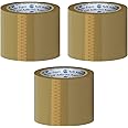 VCR Self Adhesive Brown Cello Tape - 65 Meters in Length - 96mm / 4" Width - 3 Rolls Per Pack - BOPP Industrial Packaging Tape for E-Commerce Box Packing, Office and Home use