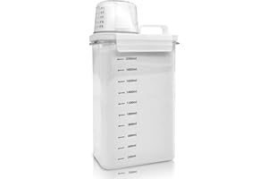 Cbilzxer Luftdichter Waschmittelspender Mit Messbecher, Waschpulver Aufbewahrungsbox, PET Kunststoff Klar, BPA-frei, mehrzweck-waschpulver-spender für Waschmittel, Getreide (2300ml)