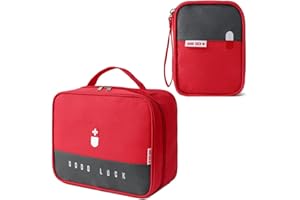 DDKY 2 Pezzi kit pronto soccorso da viaggio,porta farmaci da viaggio,Borsa Pronto Soccorso Vuota Portatile Mini Piccolo Pillola Organizzatore Facile Trasporta Medicina Contenitore-rosso