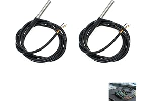 2 st temperatursensor för DS18B20, sond för DS18B20 digital vattentät 1 m, -20 till +80 °C, vattentät kabel med 3 trådar, kompatibel med Arduino Raspberry Pi mikrokontroller för inomhus- och