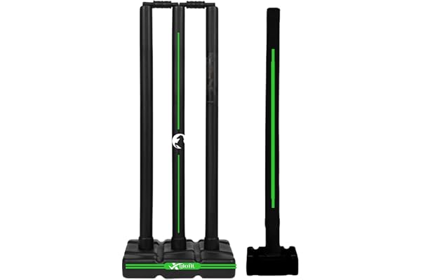 Xylofit Senior Cricket Stumps Set 30 Inches Durable, Full Size and Sturdy Cricket Wicket Set with Extra Bowling Side Wicket for Indoor and Outdoor Cricket Practice for Kids & Adults Black