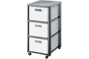 ‎ROTHO Rotho Country Rollcontainer mit 3 Schubladen in Rattan-Optik, Kunststoff (PP) BPA-frei, weiss, 3 x A4/18l (37.5 x 32.5 x 71.2 cm)