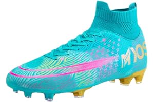 AOIKOY Football Boots Men's Trainers Outdoor High Top Football Shoes Professional Athletics Sneakers Teenager Breathable Soccer Shoes Lace Up Unisex