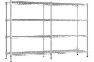 Himimi Estantería de garaje resistente de 4 niveles, 180 x 45 x 152 cm, estantería de alambre de metal ajustable, estante de almacenamiento de gran capacidad para garaje, despensa, cocina, cobertizo